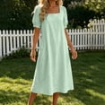 thumbnail image 7 of T Shirt Dress for Women Cotton V Neck Dress Summer Solid Loose Beach Daily Sundress Going Out Plus Size Outfits Vacation Tunic Dresses Beach Cover Up Swimwear Beachdress, 7 of 7