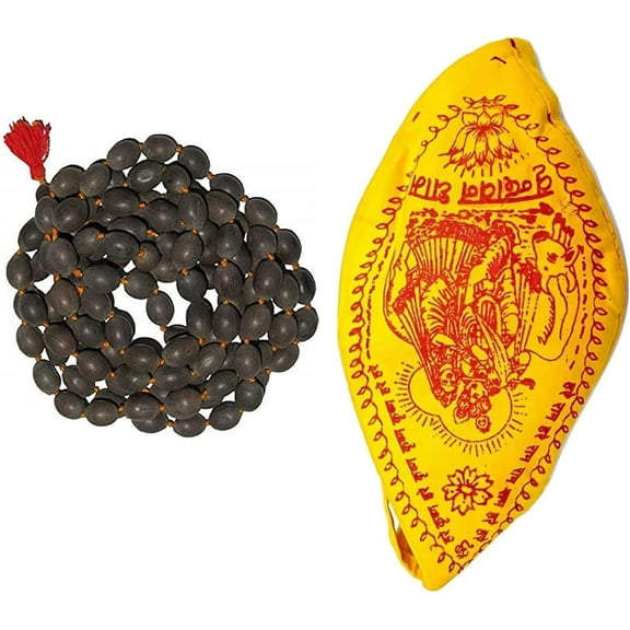 BishtHub Fashion Natural Lotus Seed Kamal Gatta Mala With Gaumukhi Bag Prayer Beads Yoga Prayer Healing Meditation And Chanting - Pack Of 1