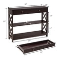 thumbnail image 3 of Costway 3-Tier Console Table X-Design Sofa Entryway Table with Drawer & Shelves Espresso, 3 of 10