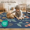 thumbnail image 4 of ODIKA 5'x7' Navy Blue Hawthorne Botanical Floral Washable Area Rug Vintage Inspired Scattered Wildflower Motifs for Dining Room, Under Table, Home Office, Non-Slip Chair-Friendly, 4 of 7