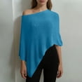 thumbnail image 5 of ZGRBOU Women Knit Poncho Top Y2k Off Shoulder Sheer Shawl Asymmetrical Hem Going Out Beach Swimsuit Coverup, 5 of 7