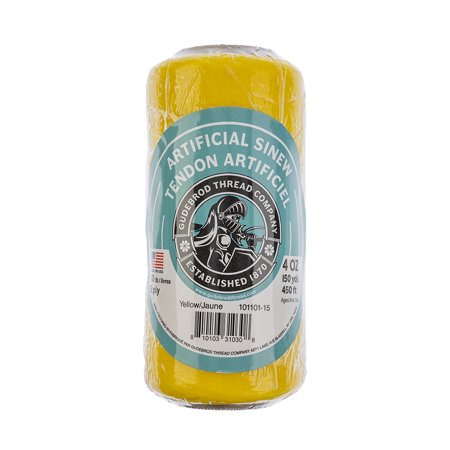 UPC: 0810103310308 | Gudebrod Sinew 150 Yards (450 ft) Yellow Artificial Sinew Thread  4oz 70lb