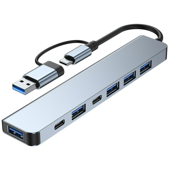 Graflsoa 7-in-1 USB-C Hub with USB 3.0, USB 2.0 Ports, PD Charging, and Space Gray Design for Enhanced Connectivity
