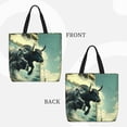 thumbnail image 2 of Fuzoiu Bull Charging Through Waves Print Durable Tote Bag,Shoulder Bag with Zipper Closure,Casual Tote's Handbag,for Daily Use, Shopping, School, Work, 2 of 7