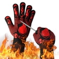 thumbnail image 4 of KingChii BBQ Gloves, 1472°F Heat Resistant Grilling Gloves with Non-Slip Silicone Grip, Long BBQ Oven Gloves for Grilling, Smoking, Cooking, Baking and Frying, Red, 4 of 9