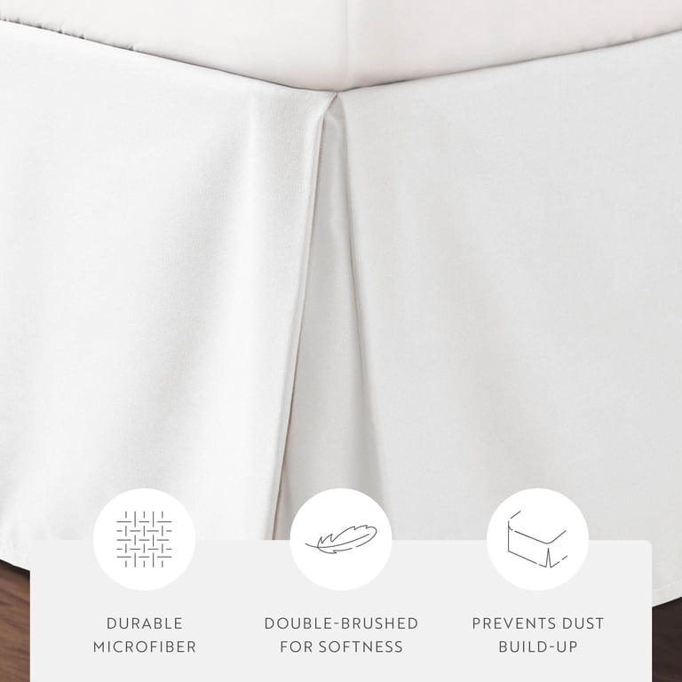 Tailored Pleated Bed Skirt Queen White photo 4
