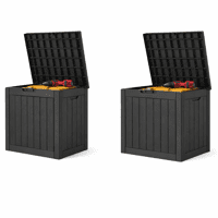 Uforic 30 Gallon Deck Boxes 2 Pack, Waterproof Outdoor Storage Box for Cushions, Garden Tools & Pool Accessories, Resin Storage Container for Patio, Deck & Garden, Black