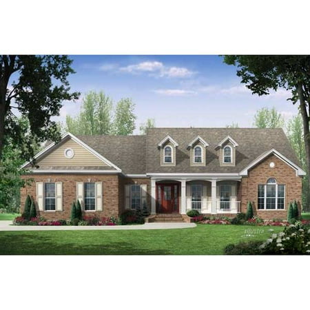 TheHouseDesigners-6336 Country House Plan with Slab Foundation (5 Printed Sets)