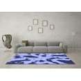 thumbnail image 3 of Ahgly Company Machine Washable Indoor Round Abstract Blue Modern Area Rugs, 4' Round, 3 of 4
