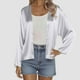 thumbnail image 2 of Tops para adolescentes,Cárdigan de seda para mujer, blusa informal holgada, top de manga larga de color liso, tejido de poliéster, para uso doméstico, sopatenor, 2 of 9
