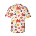 thumbnail image 3 of Uemuo Crabs And Seastars Printed Regular Fit Short Sleeve Casual Hawaiian Shirt for Men,Aloha shirt,Tropical shirt,Floral print shirt,Vacation Beach shirt-Medium, 3 of 9