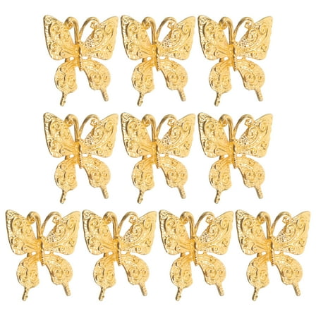 WORGEOUS 10 Pcs Butterflies Decorations 3.00X3.00X0.10CM Golden