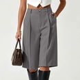 thumbnail image 5 of TFEOQRY Women's Bermuda Shorts with Pockets High Waist Wide Leg Loose Summer Casual Knee-Length Shorts, 5 of 7
