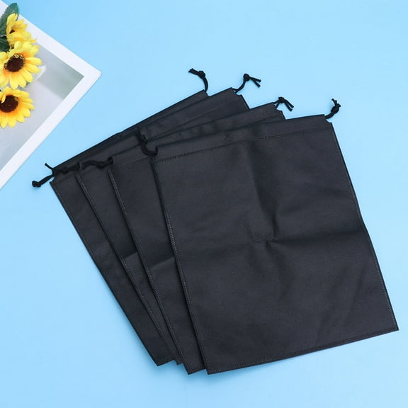 CRILSTYLEO 4Pcs Portable Black Drawstring Bags for Shoe Storage Travel and Outdoor Use