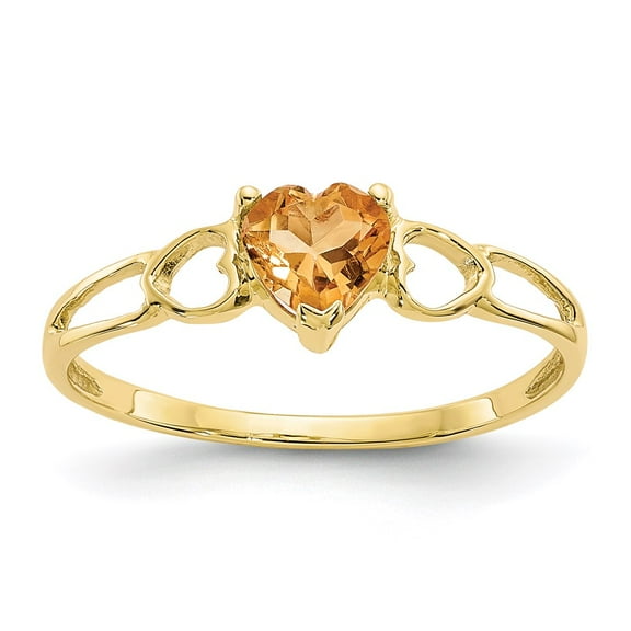 10k Yellow Gold Genuine Citrine Birthstone Ring Fine Jewelry For Women Gifts For Her, Size 6