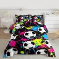 thumbnail image 2 of Homewish Boys Soccer Sports Bedding Comforter Set, Cartoon Football Rugby Twin Comforter Sets, Artwork Graffiti Splash Reversible Bedding Set, Super Cozy Room Decor, 2 Pieces, 2 of 8