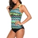 thumbnail image 3 of Dokotoo Traje de baño tankini con espalda cruzada y estampado a rayas para mujer sin fondo (S-XXXL) Ormromra WMZL-1503-21, 3 of 5