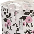 thumbnail image 5 of Sea Team 19.7 x 15.7 Inches Large Sized Folding Cylindric Canvas Fabric Laundry Hamper Storage Basket with Floral Pattern, Pink & Black, 5 of 7