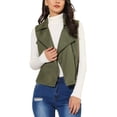 thumbnail image 1 of INSPIRE CHIC Veste Courte de Cycliste Sans Manches en Faux Suède Décontractée pour Femme TP Vert Armée, 1 of 7