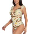 thumbnail image 3 of Yiaed Dachshund Dog And Flower Print Women's Ruffled One Piece Swimsuit V Neck Swimwear Slimming Monokini for Woman-XX-Large, 3 of 8
