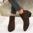 thumbnail image 2 of Willtoo Boots for Women Faux Suede Round Toe Ankle Booties, Metal Rose Decor Low Block Heel Short Boots, Side Zipper Comfort Fall Winter Shoes, 2 of 6