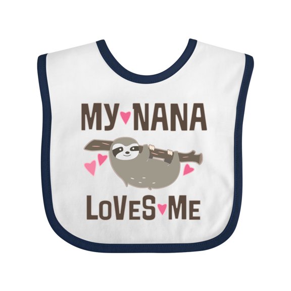 Inktastic My Nana Loves Me Sloth Girls Baby Bib