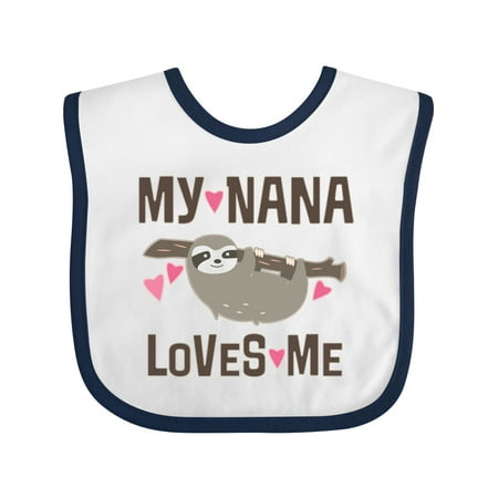 

Inktastic My Nana Loves Me Sloth Gift Baby Girl Bib