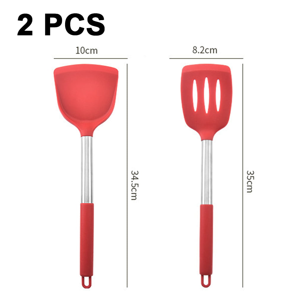 Kochblume 2-Piece Silicone Masher & ServingSpoon Set ,Red