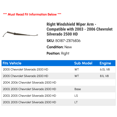 thumbnail image 2 of Right Windshield Wiper Arm - Compatible with 2003 - 2006 Chevy Silverado 2500 HD 2004 2005, 2 of 2