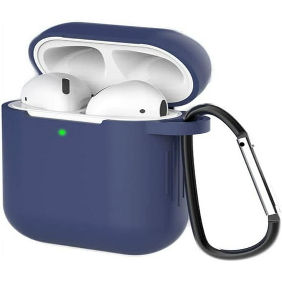 Silicone Case Cover for Airpods 3rd Gen with Carabiner,Protective Soft TPU Skin Case Waterproof Shockproof Cover [Front LED Visible] Compatible with Apple AirPods 3rd(Navy Blue)