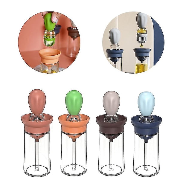 Dispensador de botellas de aceite de cocina con cepillo de silicona para cocinar, hornear, barbacoa, condimento, dispensador de aceite