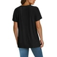 thumbnail image 4 of NAMTYQX Women's Summer Tops Lounge Short Sleeve Crew Neck Patterned Stretch Tops for Women Trendy Summer Black Size S, 4 of 5