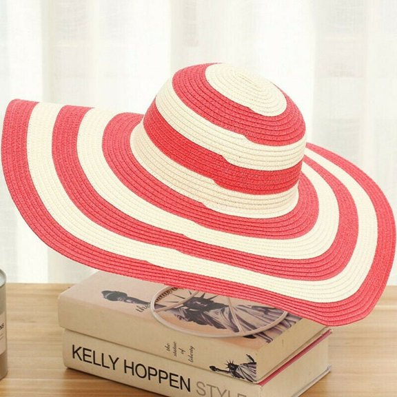 Foldable Summer Anti-UV Wide Brim Straw Hat for Women Beach Floppy Vintage Outdoor Sun Roll Up Cap