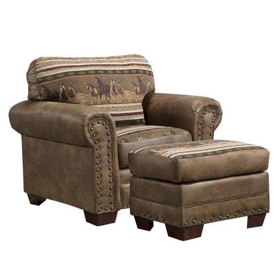 Furniture Classics Wild Horses Arm Chair with Matching Ottoman