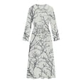 thumbnail image 4 of BangWanChi Work Dresses for Women Work Dresses for Women Plus Size Dress Women Casual Temperament Elegant Loose Printed Lace Up Button Pleated 3/4 Sleeves Flip Collar Dress, 4 of 5