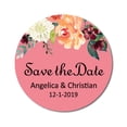 thumbnail image 1 of Darling Souvenir Round 45 Pcs Floral Save The Date Stickers Wedding Personalized Bride Groom Names And Date Envelope Seals - Peach, 1 of 4