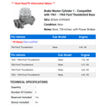 thumbnail image 2 of Brake Master Cylinder 1 - Compatible with 1961 - 1964 Ford Thunderbird Base 1962 1963, 2 of 2