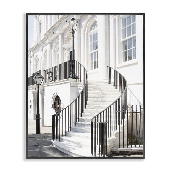 Stupell Industries Transitional White Staircase Architecture Black Framed Giclee Art, 11 x 14, by Ramona Murdock