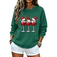 thumbnail image 5 of Ecqkame Womens Crew Neck Sweatshirts Christmas Print Long Sleeve Casual Loose Pullover Top Holiday Daily Comfy Fit Sweatshirt Army Green XL, 5 of 7