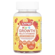 CATALO Kids Growth Multi-Vitamins, Plant Based Gummies, Age 2+, Orange, Strawberry & Cherry, 60 Vegetarian Gummies