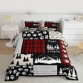 thumbnail image 2 of Feelyou Jungle Camping Explorer Twin Comforter Sets, Red Patchwork Bedding Set, 2 Pieces, 2 of 8
