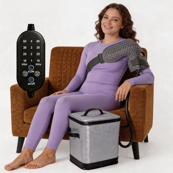 MQ Cold Therapy Machine, Water Circulation Ice Therapy System, Portable Cold Compression Device for Knee Shoulder, Post-Surgery Care & Joint Discomfort Relief for Home