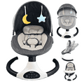 thumbnail image 2 of Balançoire Électrique pour Bébé, Nourrisson et Tout-Petit, Balançoire Portable pour Nouveau-Né Garçon/fille, Balançoire Sauteur pour Bébé, Haut-Parleur de Musique Bluetooth à Télécommande 5 Vitesses, Chaise pour Bébé avec Ceinture de Sécurité et 2 Jouets (Noir), 2 of 13