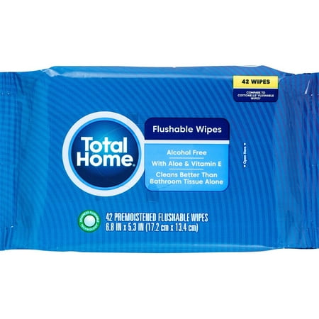 Total Home Flushable Bathroom Wipes Refill 42ct PACK OF 2