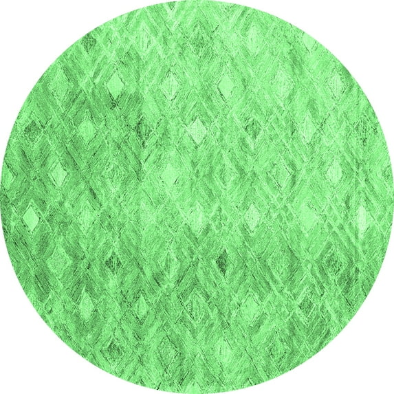 Ahgly Company Indoor Round Abstract Emerald Green Contemporary Area Rugs, 8' Round