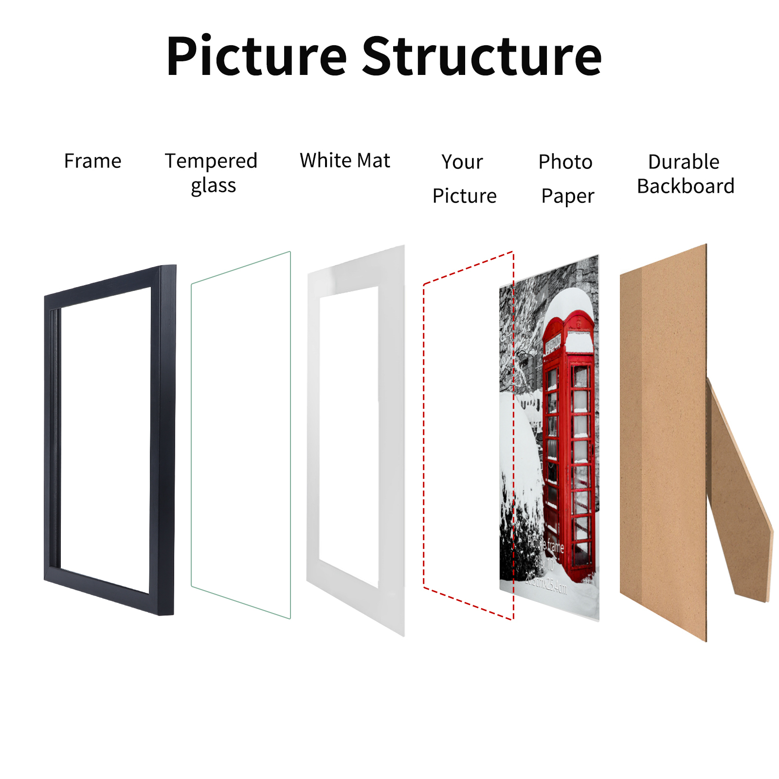 10 Pack 8x10 Picture Frames Set with Mat , Black 9 by 11 photo Frames for Wall Hanging and Desktop Display