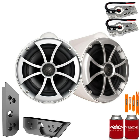 Wet Sounds ICON8W-SBM 8" White Swivel Tower Speakers with Malibu G5 Tower Adapters