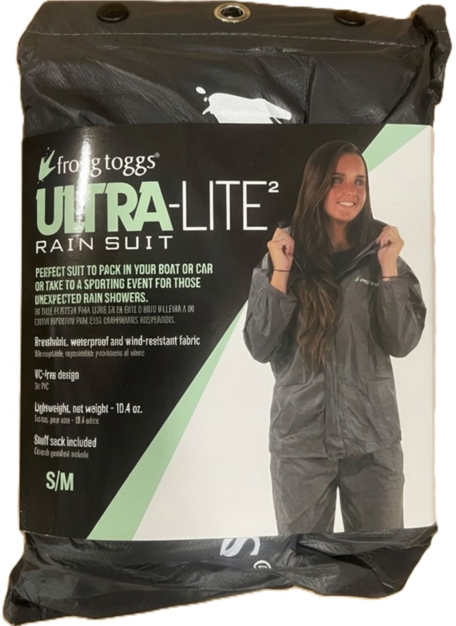 Frogg Toggs Ultra-Lite2 Rain Suit for Women, Lightweight Waterproof Pants and Jacket, Carbon Black, Small/Medium