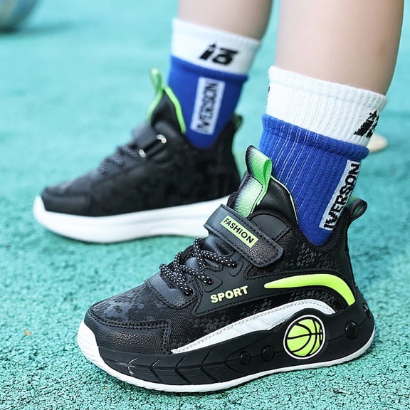 TIREOW Kids Boys Shoes Running School Basketball Shoes Casual Sports Lightweight Breathable Sport High Top Non Slip Padded Lace up Sport Shoes Sneakers