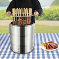 thumbnail image 6 of Modern Cylinder Charcoal Grill with Smooth Edges – 3.31lbs Hanging Rack Capacity, 6-10 People, Silver – for Camping & Parties, 6 of 14